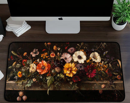 Renaissance Floral Desk Mat | Alternative Office Decor | Multiple Size Options