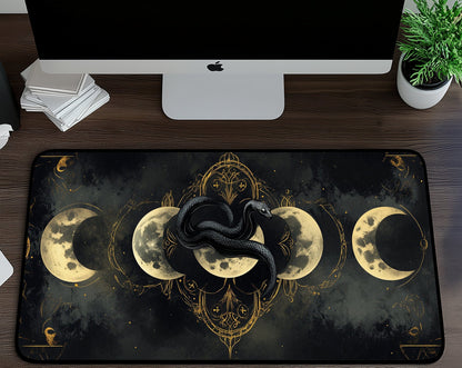 Snake & Moon Desk Mat | Alternative Office Decor | Multiple Size Options