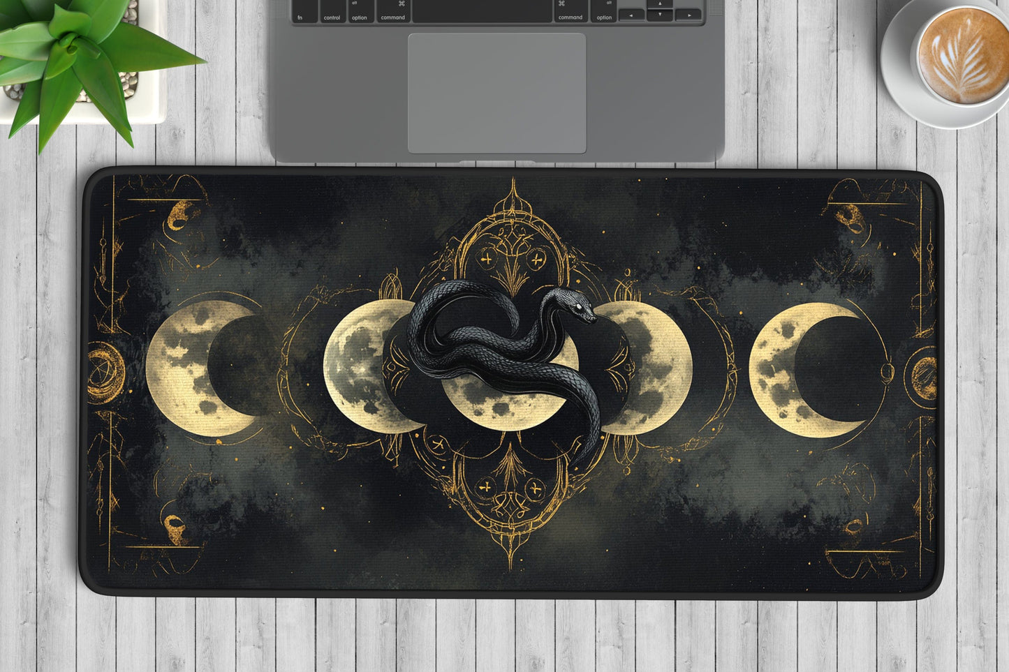 Snake & Moon Desk Mat | Alternative Office Decor | Multiple Size Options