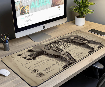 Bear Anatomy Desk Mat | Alternative Office Decor | Multiple Size Options