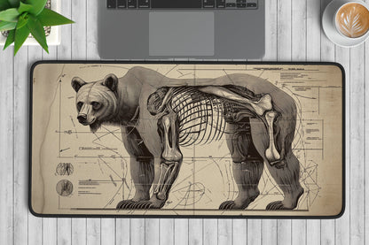 Bear Anatomy Desk Mat | Alternative Office Decor | Multiple Size Options