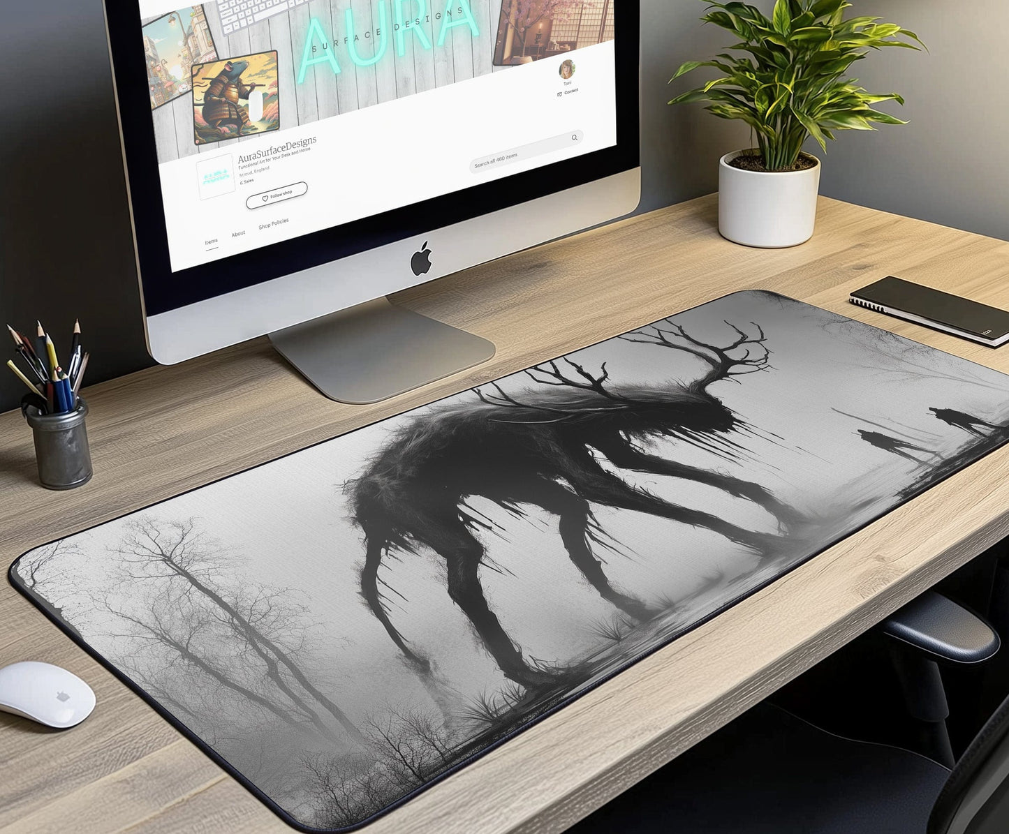 Mysterious Creature Desk Mat | Alternative Office Decor | Multiple Size Options