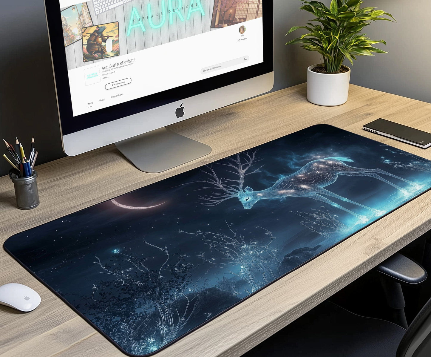 Enchanted Dear Desk Mat | Alternative Office Decor | Multiple Size Options