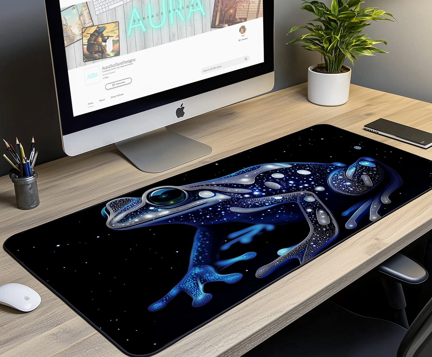 Starry Frog Desk Mat | Alternative Office Decor | Multiple Size Options