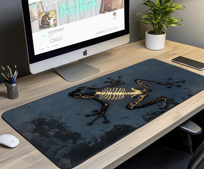 Frog Skeleton Desk Mat | Alternative Office Decor | Multiple Size Options