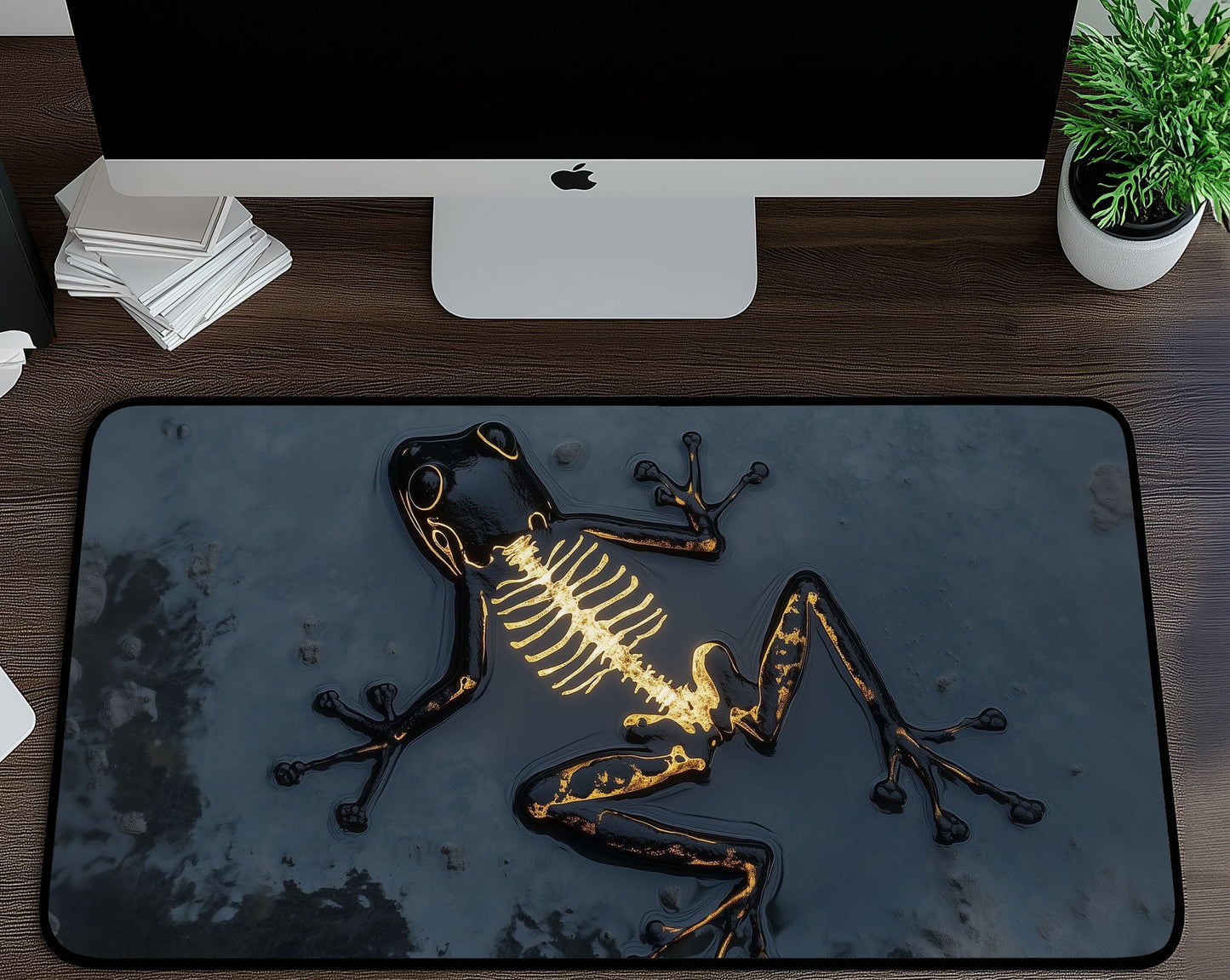 Frog Skeleton Desk Mat | Alternative Office Decor | Multiple Size Options