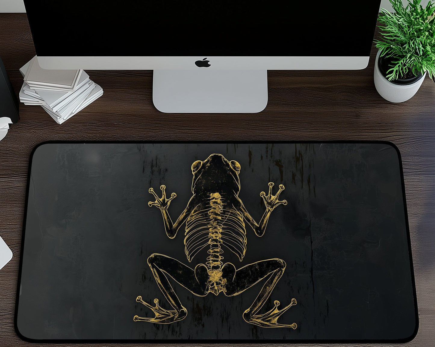 Skeletal Frog Desk Mat | Alternative Office Decor | Multiple Size Options