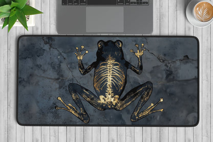 Black Frog Gold Skeleton Desk Mat | Alternative Office Decor | Multiple Size Options