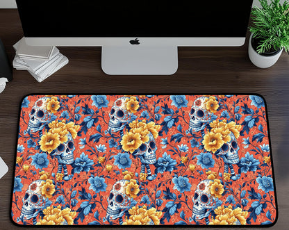 Skull Floral Desk Mat | Alternative Office Decor | Multiple Size Options