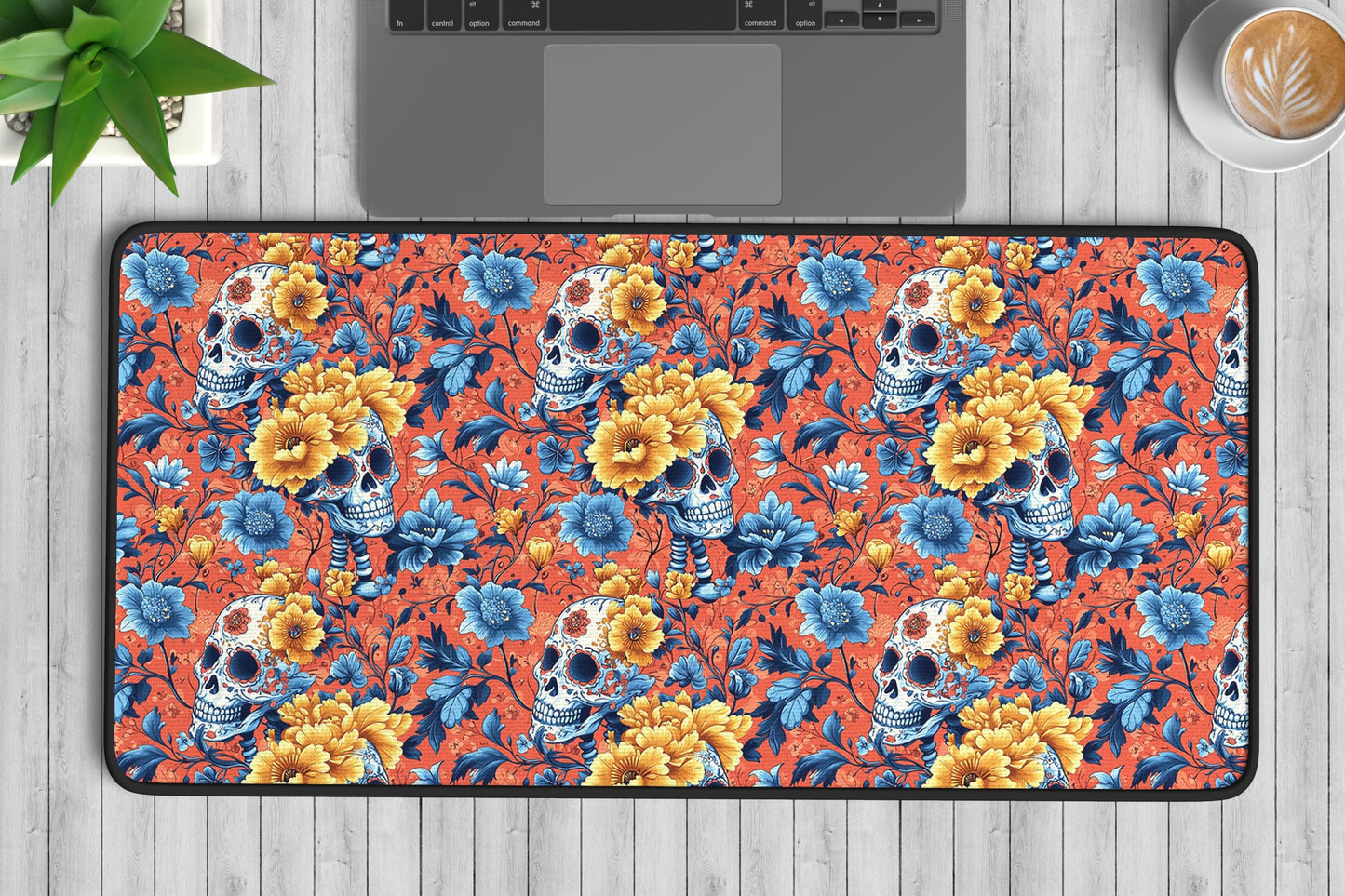 Skull Floral Desk Mat | Alternative Office Decor | Multiple Size Options