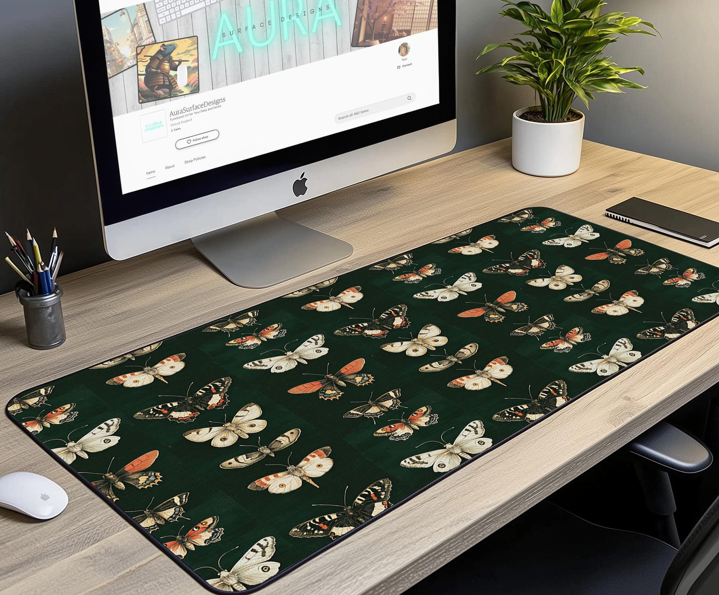 Butterfly Desk Mat | Alternative Office Decor | Multiple Size Options