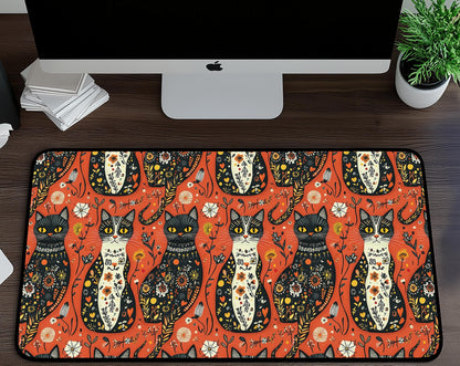 Cat Pattern Desk Mat | Alternative Office Decor | Multiple Size Options