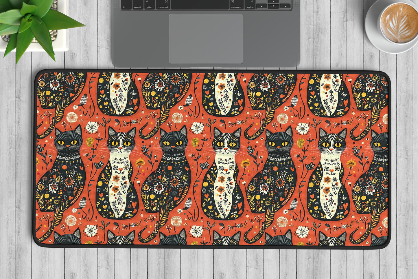 Cat Pattern Desk Mat | Alternative Office Decor | Multiple Size Options