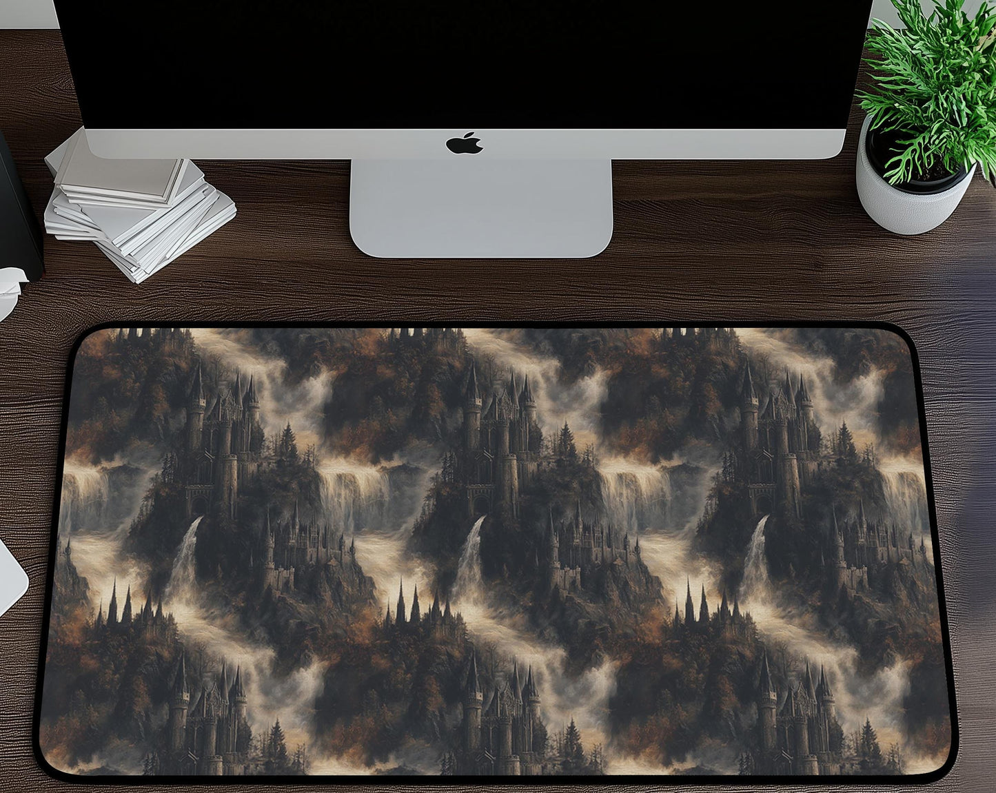 Castle Waterfall Pattern Desk Mat | Alternative Office Decor | Multiple Size Options