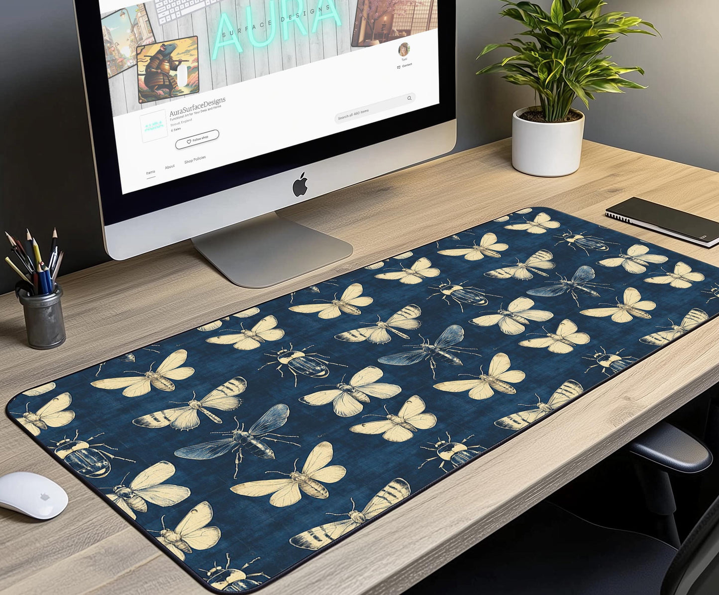 Insect Pattern Desk Mat | Alternative Office Decor | Multiple Size Options