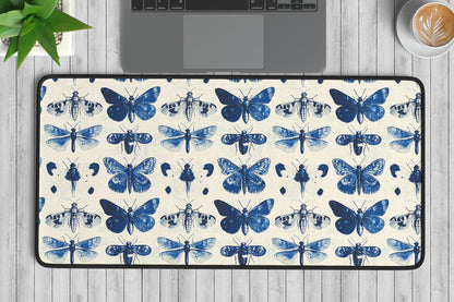 Blue Butterfly Pattern Desk Mat | Alternative Office Decor | Multiple Size Options