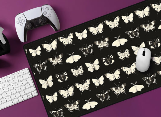 Vintage Butterfly Pattern Desk Mat | Alternative Office Decor | Multiple Size Options