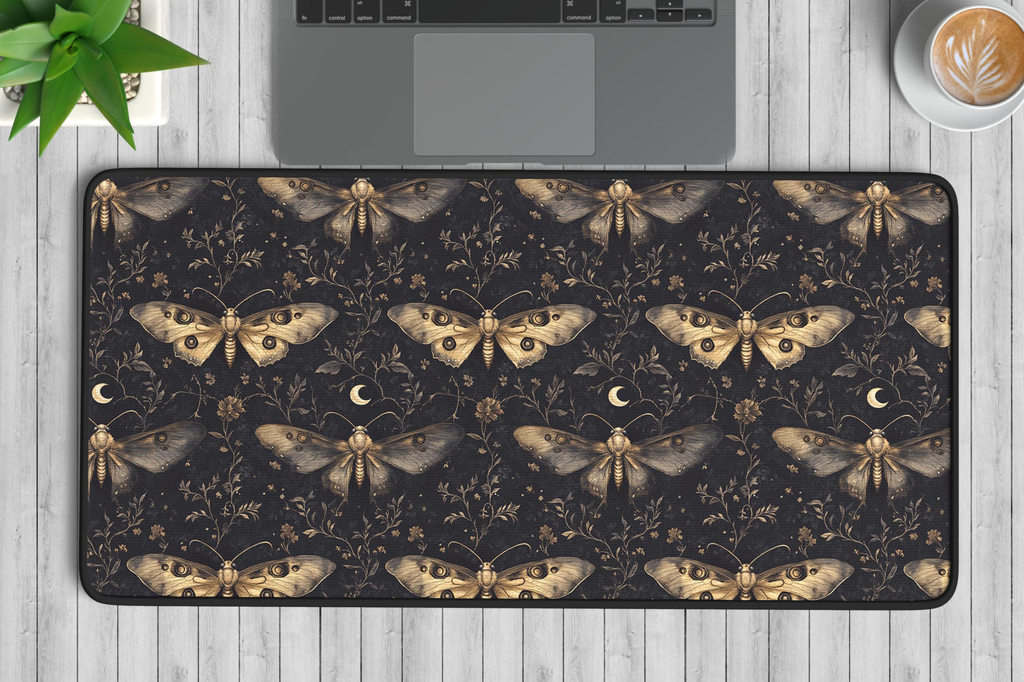 Moth Floral Desk Mat | Alternative Office Decor | Multiple Size Options