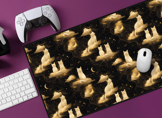 White Cats Desk Mat | Alternative Office Decor | Multiple Size Options