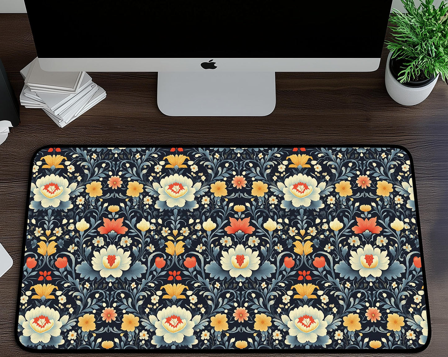 Floral Design Desk Mat | Alternative Office Decor | Multiple Size Options