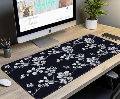 Floral Design Desk Mat | Alternative Office Decor | Multiple Size Options