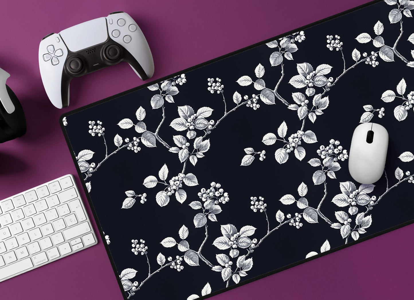 Floral Design Desk Mat | Alternative Office Decor | Multiple Size Options