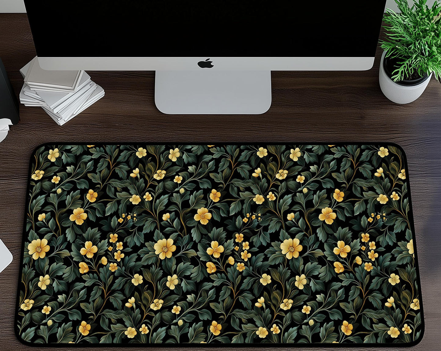 Floral Pattern Desk Mat | Alternative Office Decor | Multiple Size Options