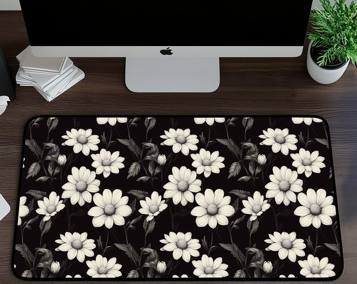 Elegant Floral Pattern Desk Mat | Alternative Office Decor | Multiple Size Options