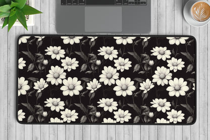 Elegant Floral Pattern Desk Mat | Alternative Office Decor | Multiple Size Options