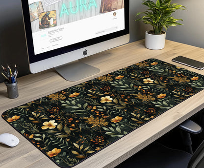 Elegant Floral Desk Mat | Alternative Office Decor | Multiple Size Options