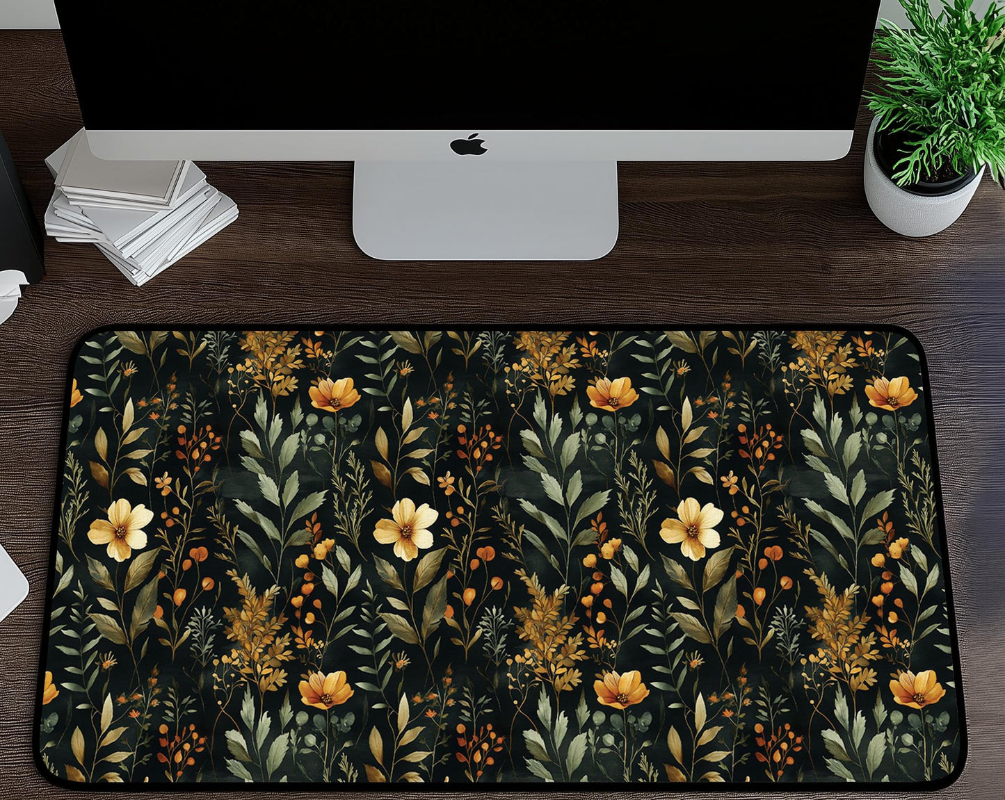 Elegant Floral Desk Mat | Alternative Office Decor | Multiple Size Options