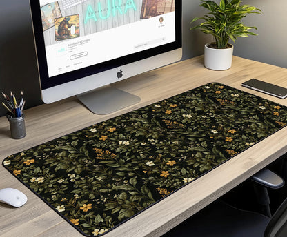 Elegant Floral Design Desk Mat | Alternative Office Decor | Multiple Size Options