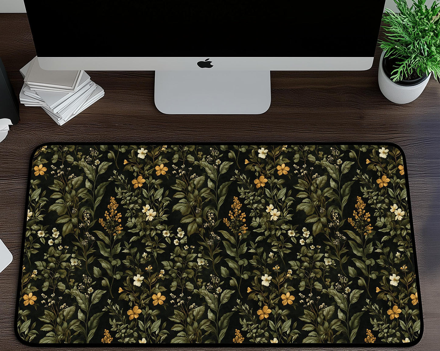 Elegant Floral Design Desk Mat | Alternative Office Decor | Multiple Size Options