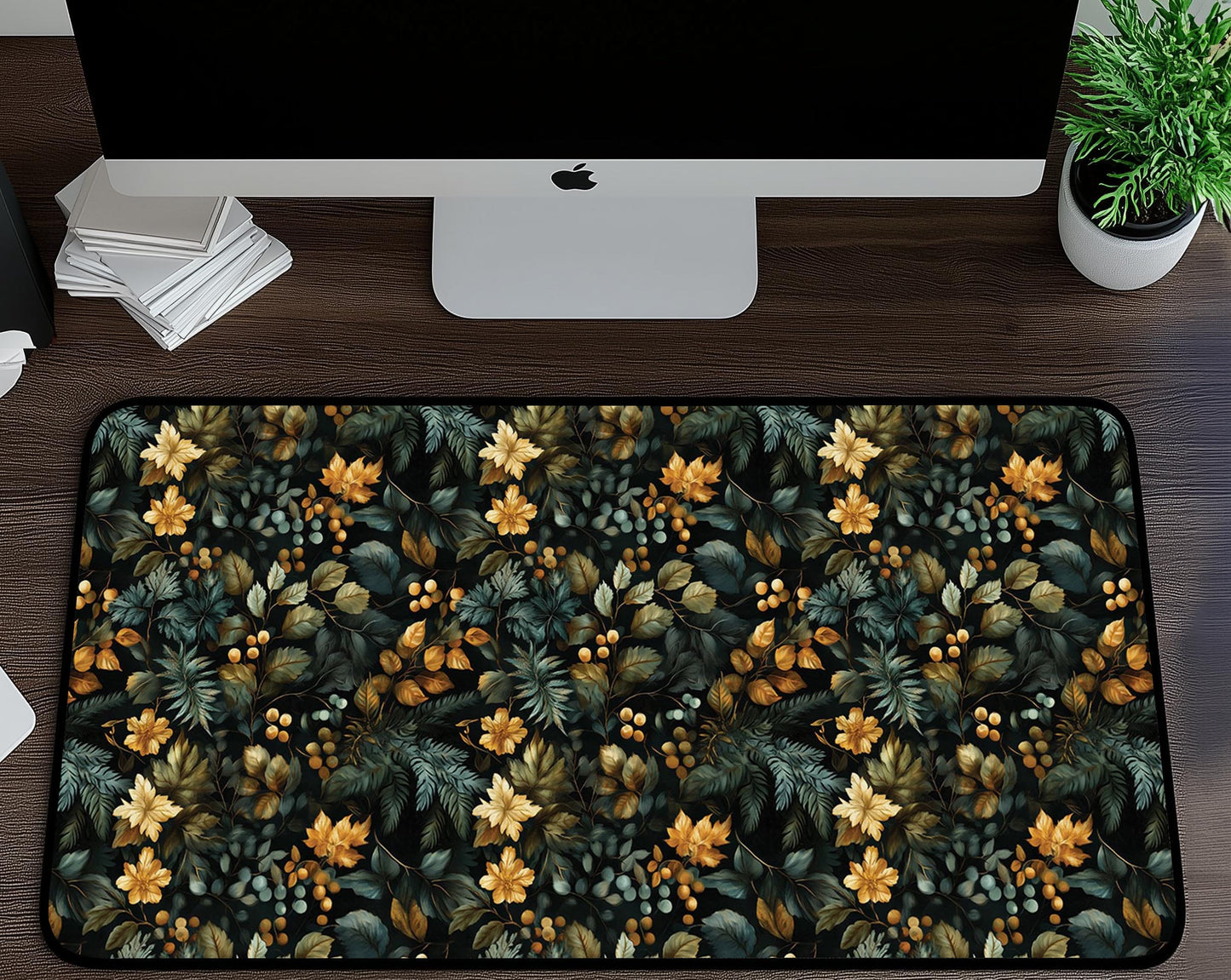 Autumn Floral Desk Mat | Alternative Office Decor | Multiple Size Options