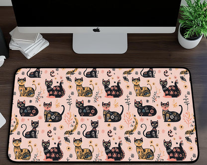 Cat Pattern Desk Mat | Alternative Office Decor | Multiple Size Options