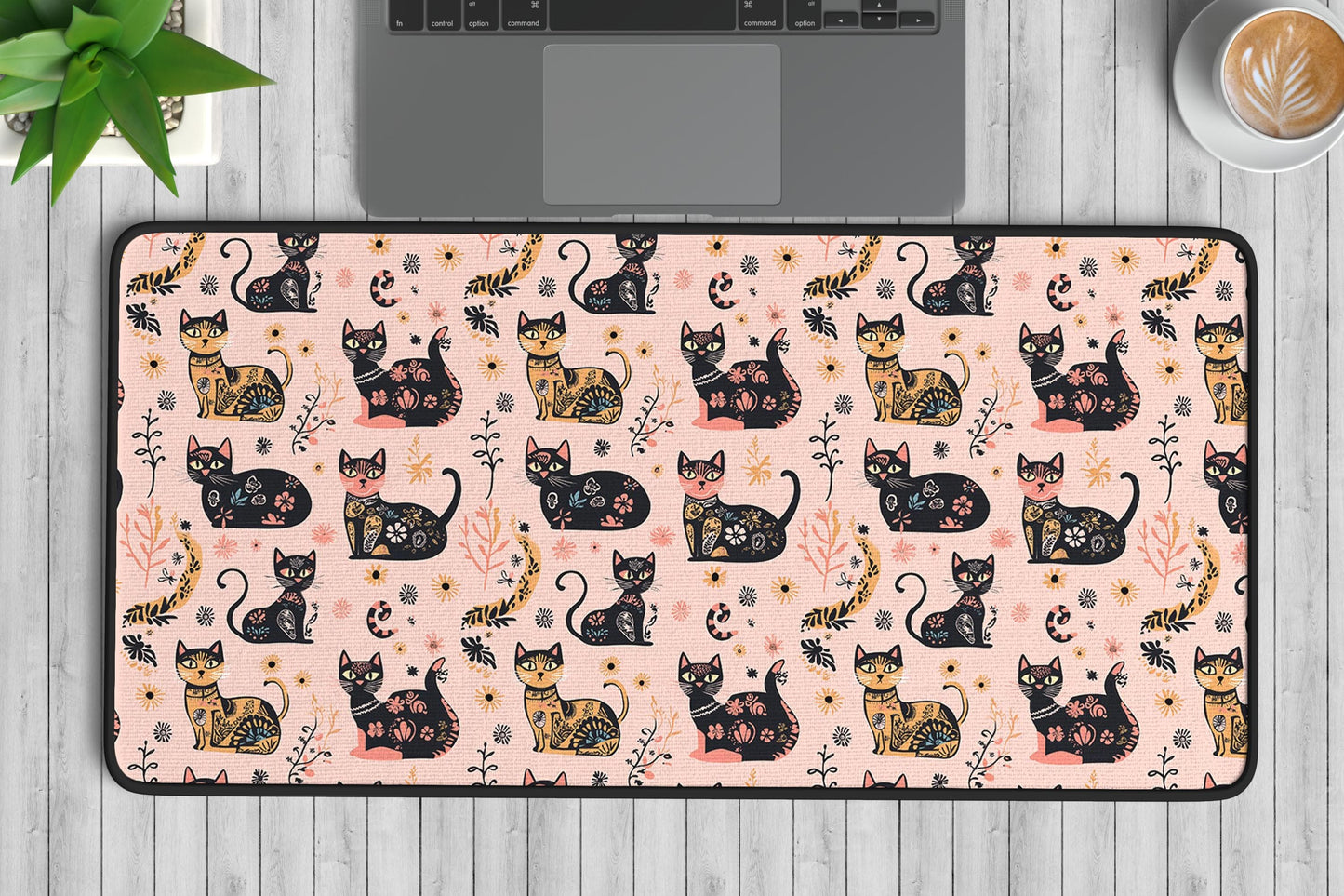 Cat Pattern Desk Mat | Alternative Office Decor | Multiple Size Options