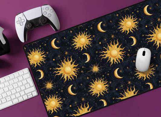 Celestial Sun & Moon Desk Mat | Alternative Office Decor | Multiple Size Options