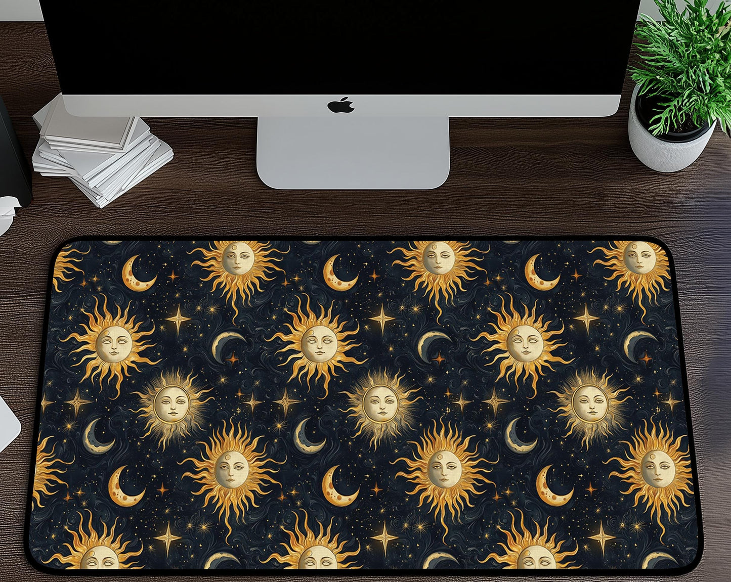 Celestial Sun & Moon Desk Mat | Alternative Office Decor | Multiple Size Options