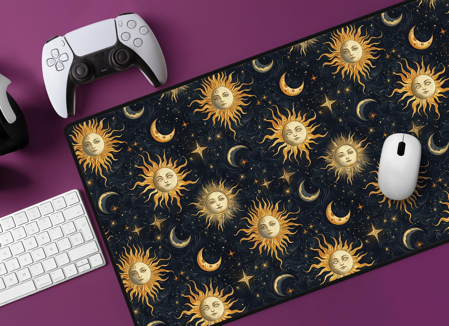 Celestial Sun & Moon Desk Mat | Alternative Office Decor | Multiple Size Options