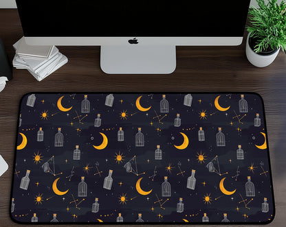 Cosmic Moon & Star Desk Mat | Alternative Office Decor | Multiple Size Options