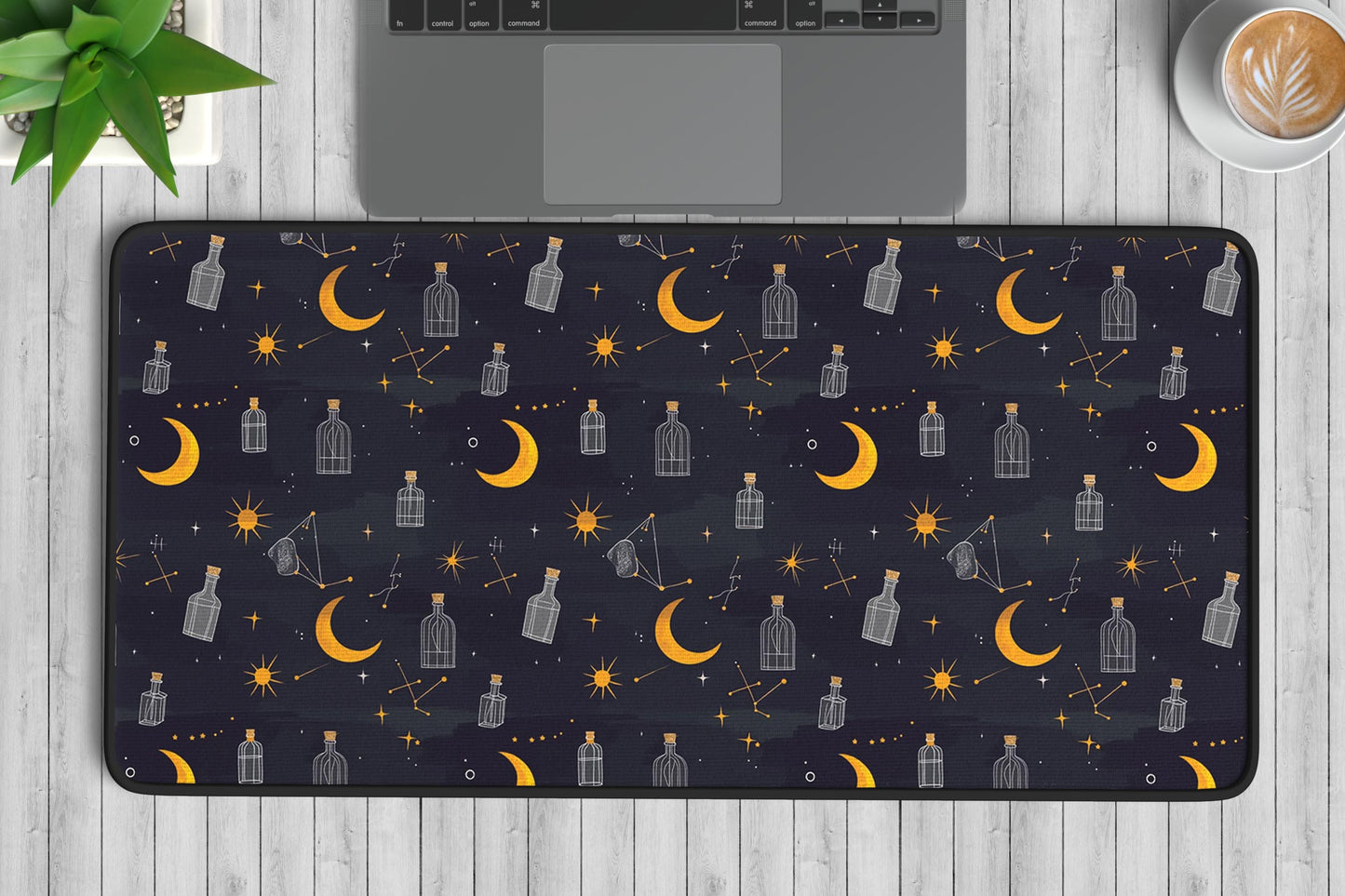 Cosmic Moon & Star Desk Mat | Alternative Office Decor | Multiple Size Options