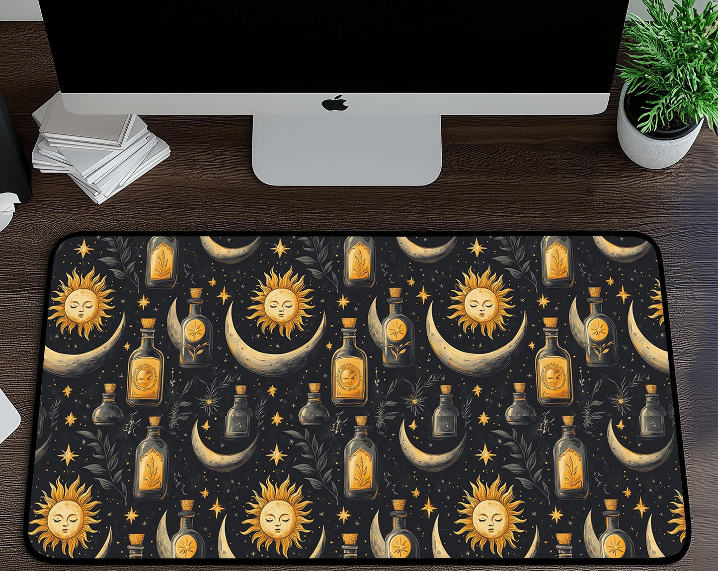 Celestial Sun & Moon Desk Mat | Alternative Office Decor | Multiple Size Options