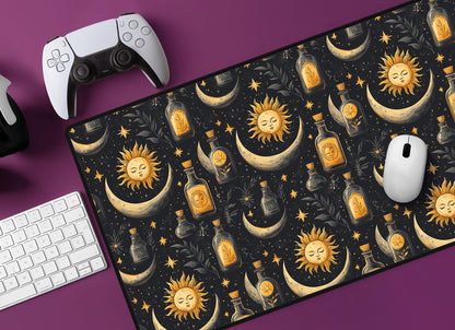 Celestial Sun & Moon Desk Mat | Alternative Office Decor | Multiple Size Options