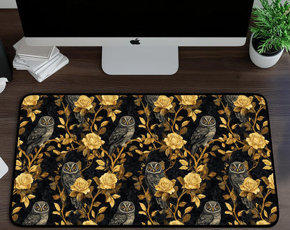 Floral Owl Desk Mat | Alternative Office Decor | Multiple Size Options