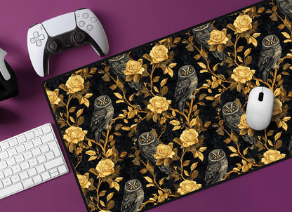 Floral Owl Desk Mat | Alternative Office Decor | Multiple Size Options