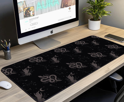 Snake & Floral Desk Mat | Alternative Office Decor | Multiple Size Options