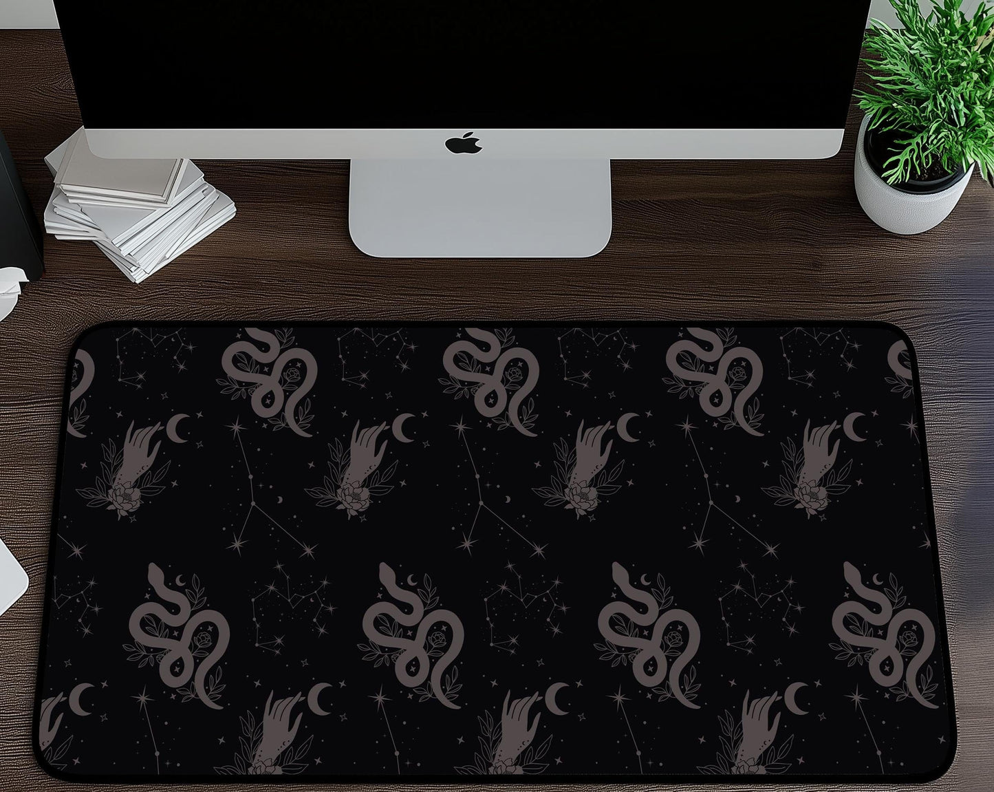 Snake & Floral Desk Mat | Alternative Office Decor | Multiple Size Options