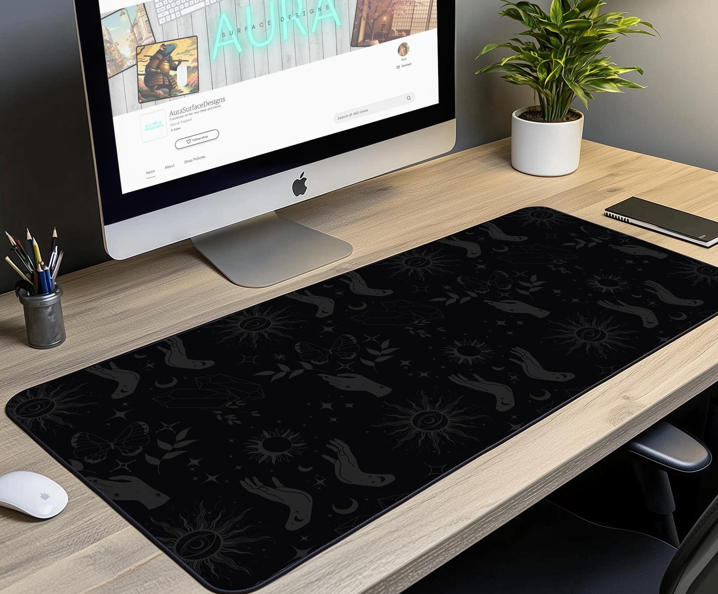 Hands & Butterfly Desk Mat | Alternative Office Decor | Multiple Size Options