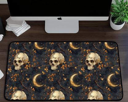 Gothic Skull & Moon Desk Mat | Alternative Office Decor | Multiple Size Options