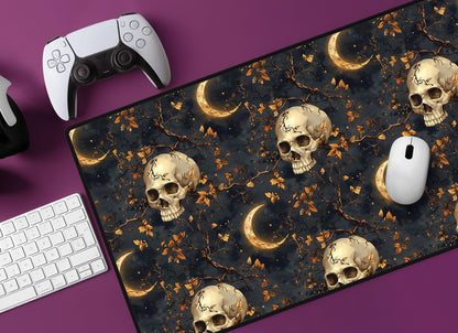 Gothic Skull & Moon Desk Mat | Alternative Office Decor | Multiple Size Options